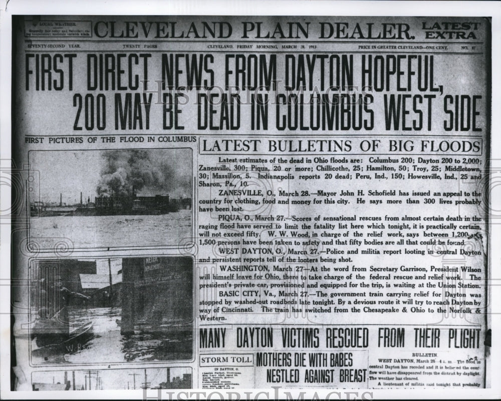 1963 Press Photo Cleveland Flood 1913, estimates of dead in Ohio floods are; - Historic Images