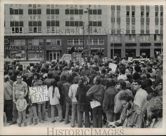 1972 Peace Marchers at Public Square in Cleveland Ohio  - Historic Images