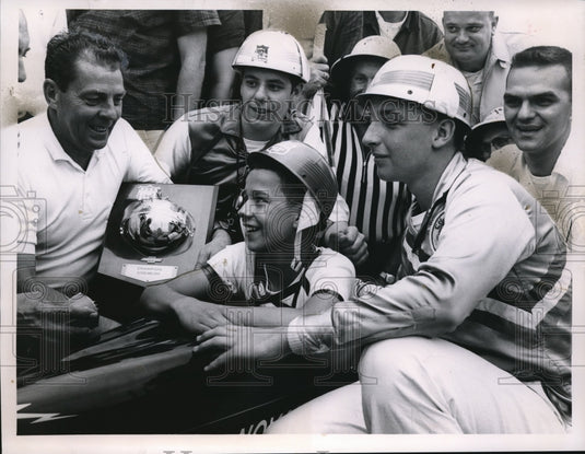 1963 Charles Fairchild presents Robert Ball with Chevrolet plaque - Historic Images