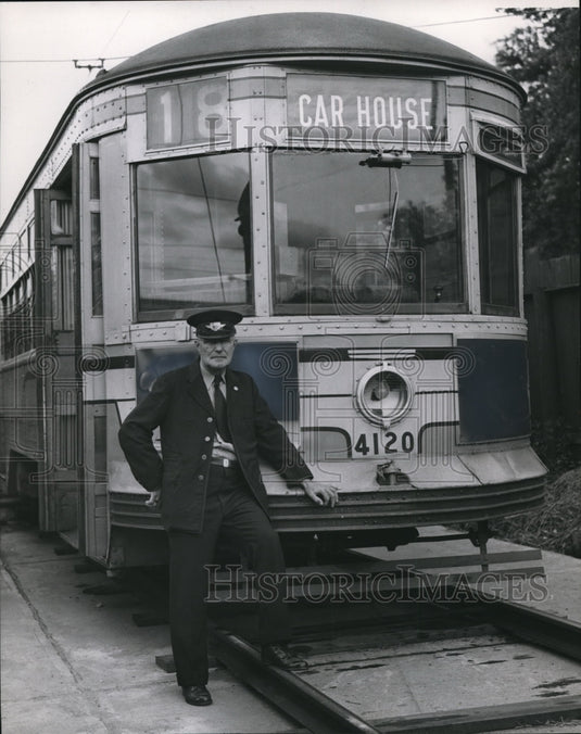1947 Press Photo Joseph Taylor, conductor of Rapid Transit system - cva78296-Historic Images