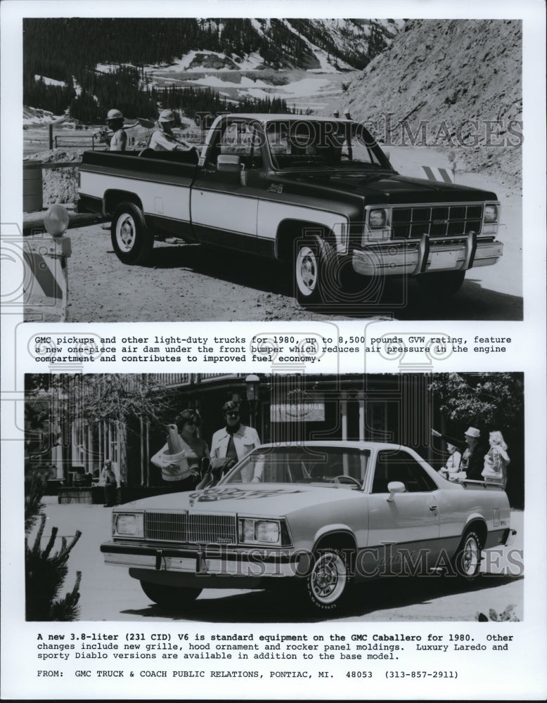 1981 Press Photo GMC pickup and GMC Caballero demonstration - Historic Images