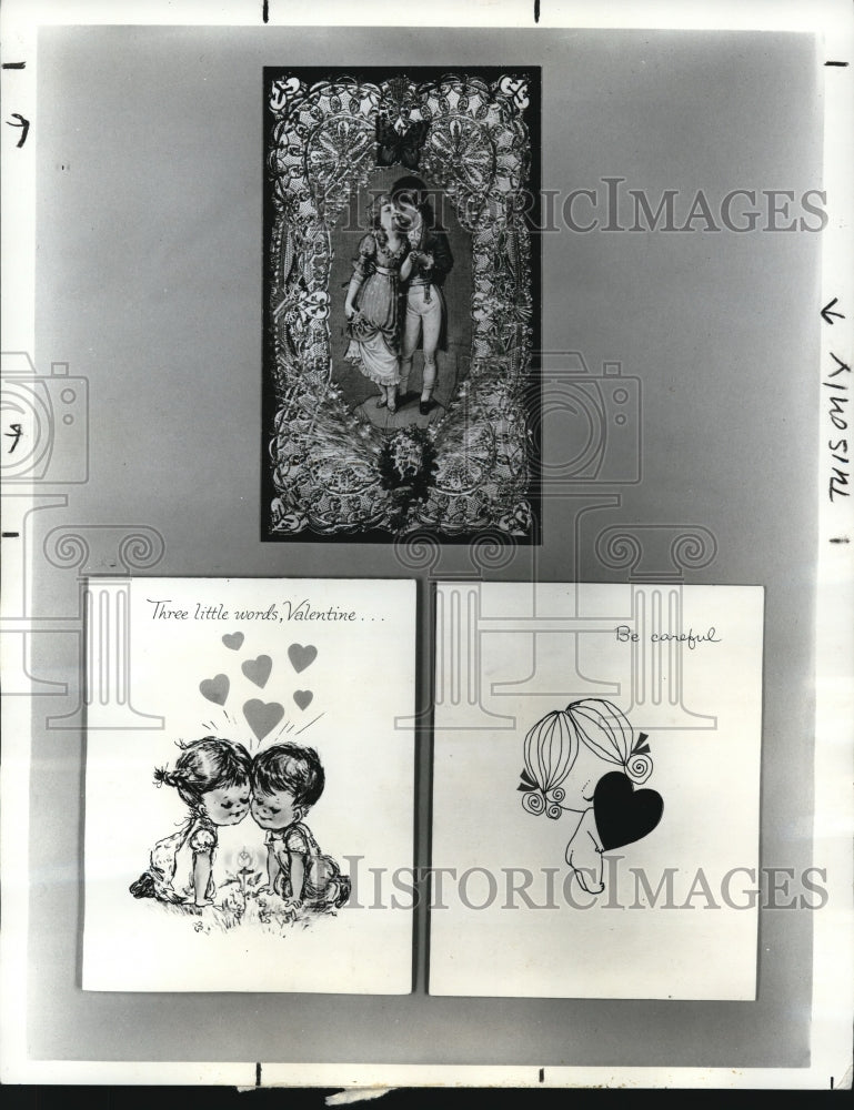 1965 Press Photo The Valentine&#39;s Day cards from the history and the present one - Historic Images