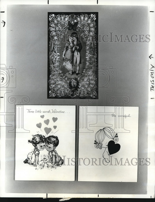 1965 Press Photo The Valentine's Day cards from the history and the present one - Historic Images