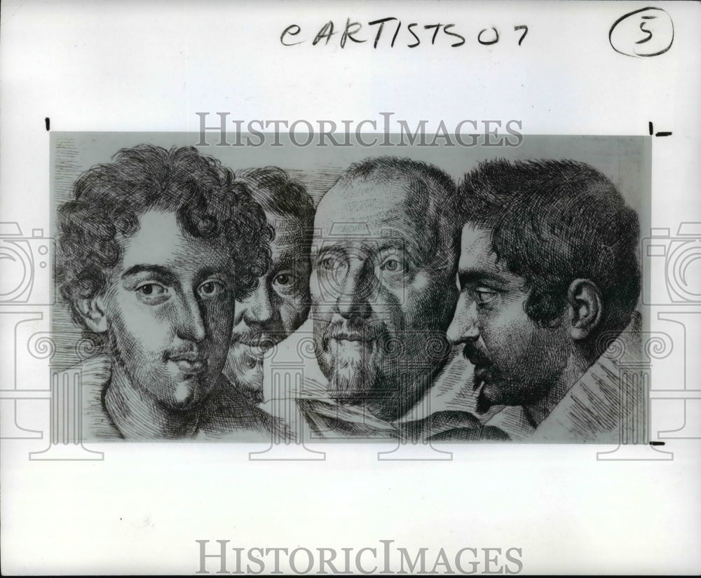 1989 Press Photo Four Portrait Heads, Ottavio Leoni - Historic Images