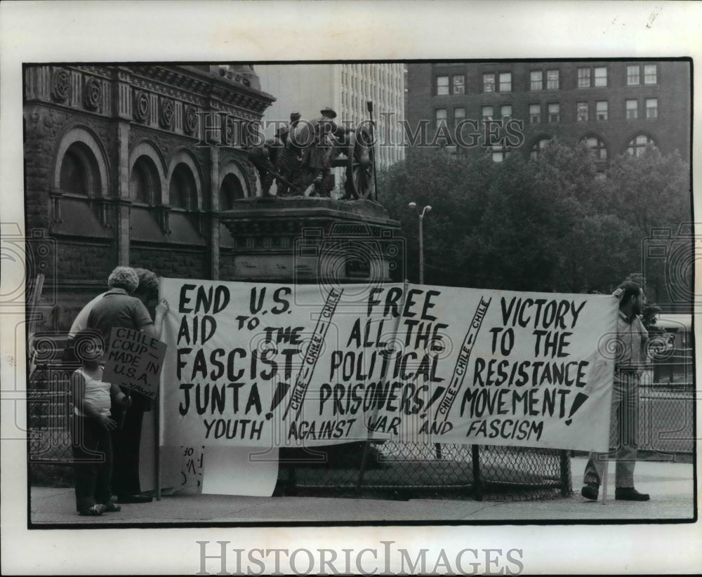 1974 Youth Against War and Fascism demonstrate of Public Square. - Historic Images