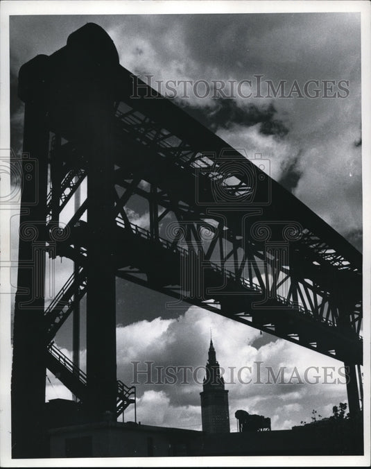 1973 Baltimore & Ohio Bridges rising over Cuyahoga River  - Historic Images
