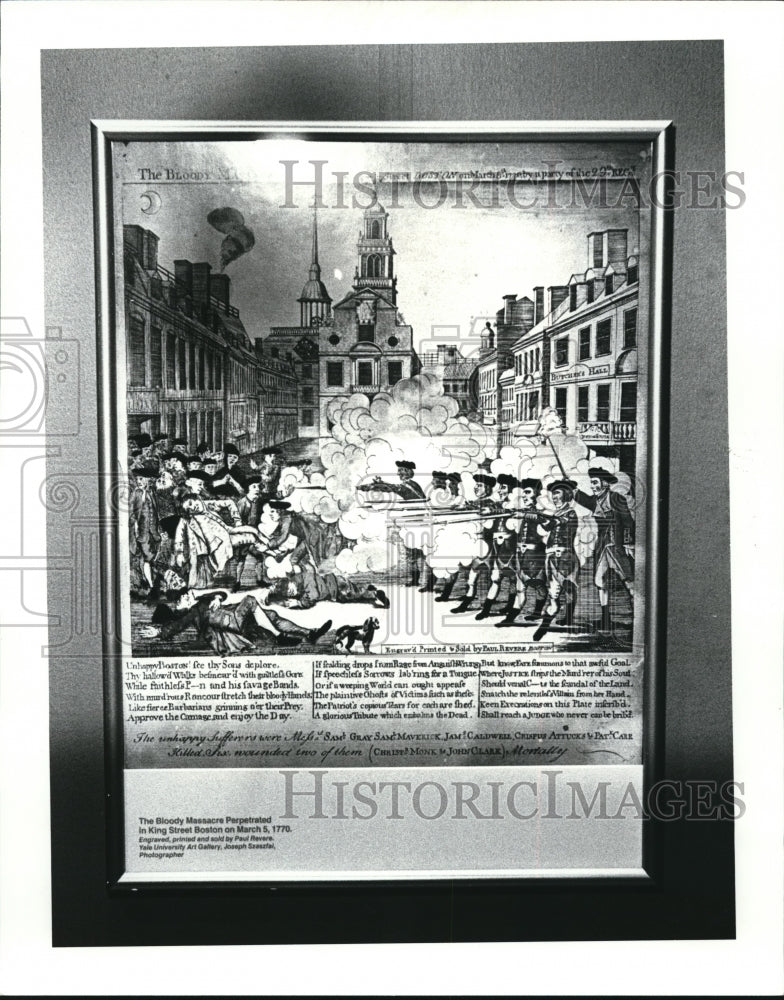 1986 Press Photo Magna Carta Exhibition Boston Massacre - Historic Images