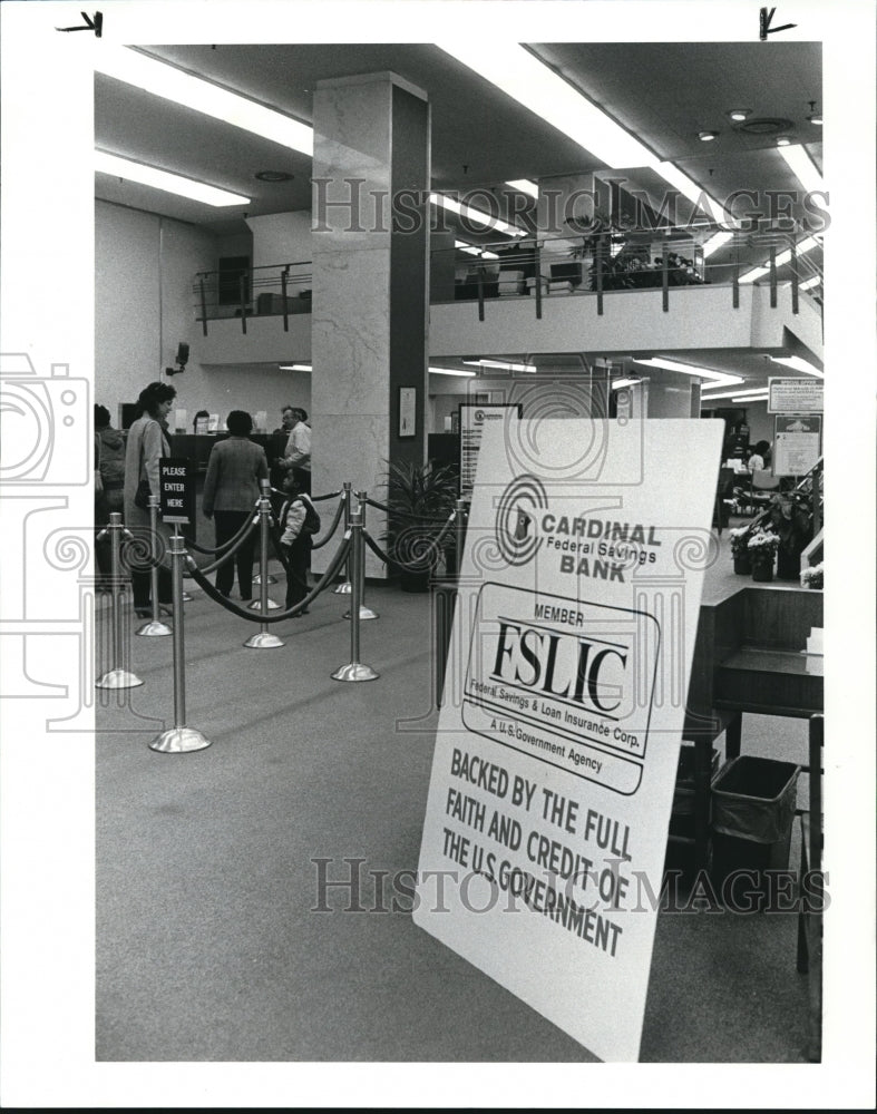 1985 Press Photo Cardinal Federal Savings Bank in Euclid Ave. - Historic Images