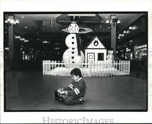 1987 Press Photo Robert Making Comments for Rating the Westgate Mall - Historic Images