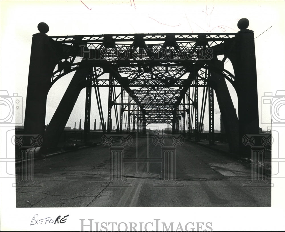 1980 Press Photo River Span of Clark Ave Bridge looking east - Historic Images