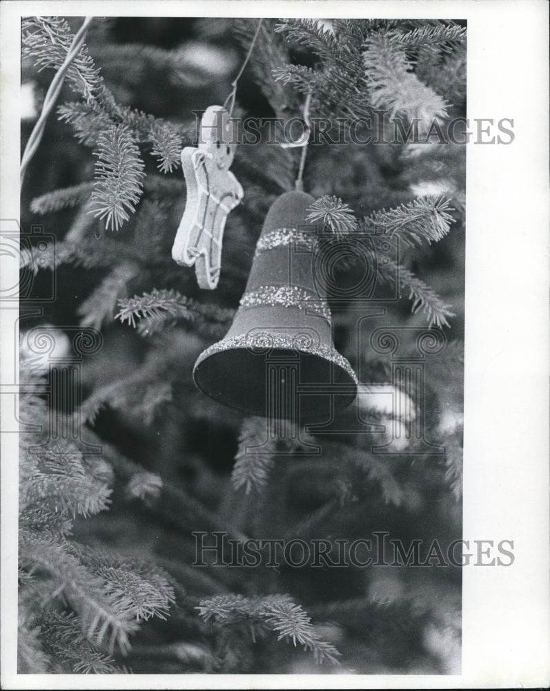 1971 Press Photo Bells and Gingerbread decorate the Christmas trees - cva83194-Historic Images