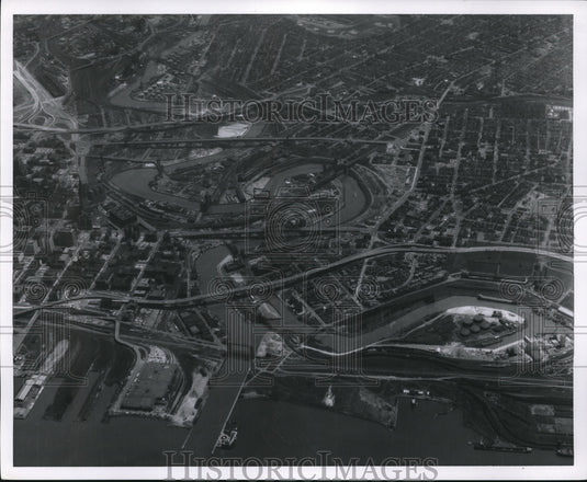 1966 Aerial View of Downtown Cleveland.  - Historic Images