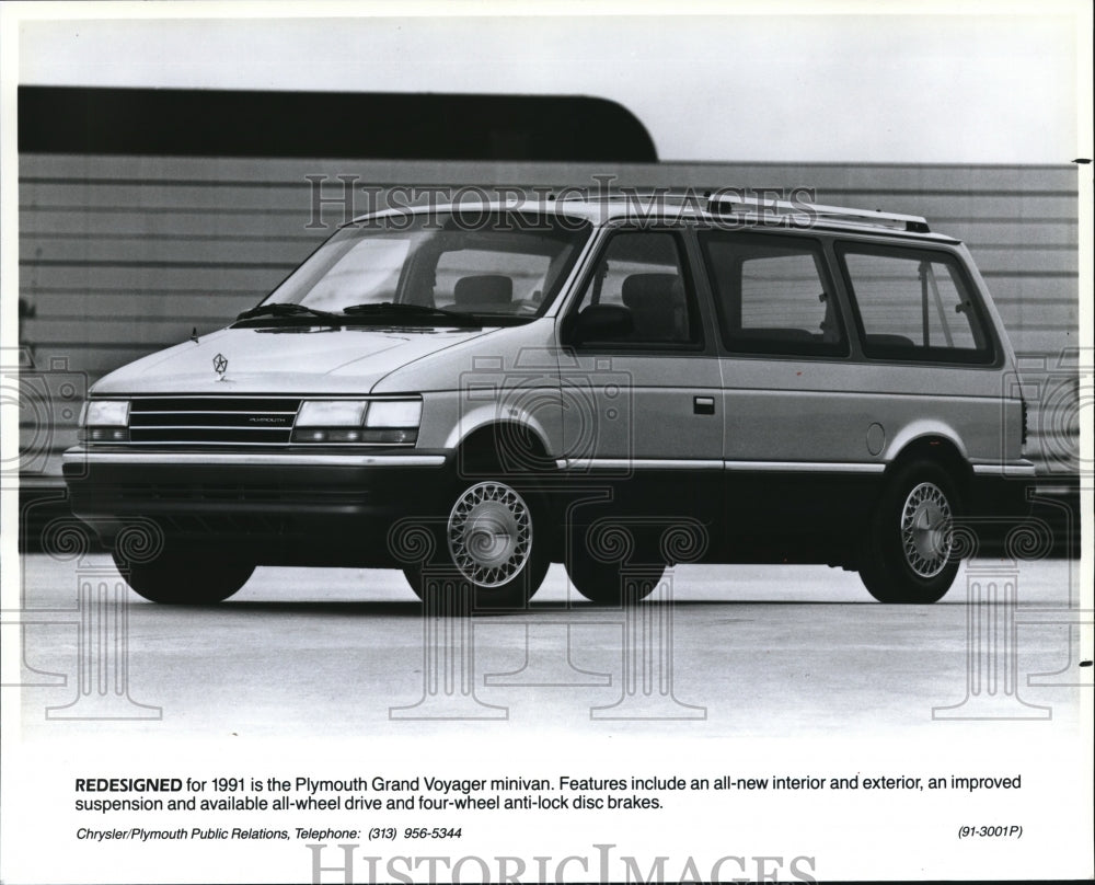 1991 Press Photo Plymouth Grand Voyager minivan with all-new interior &amp; exterior - Historic Images