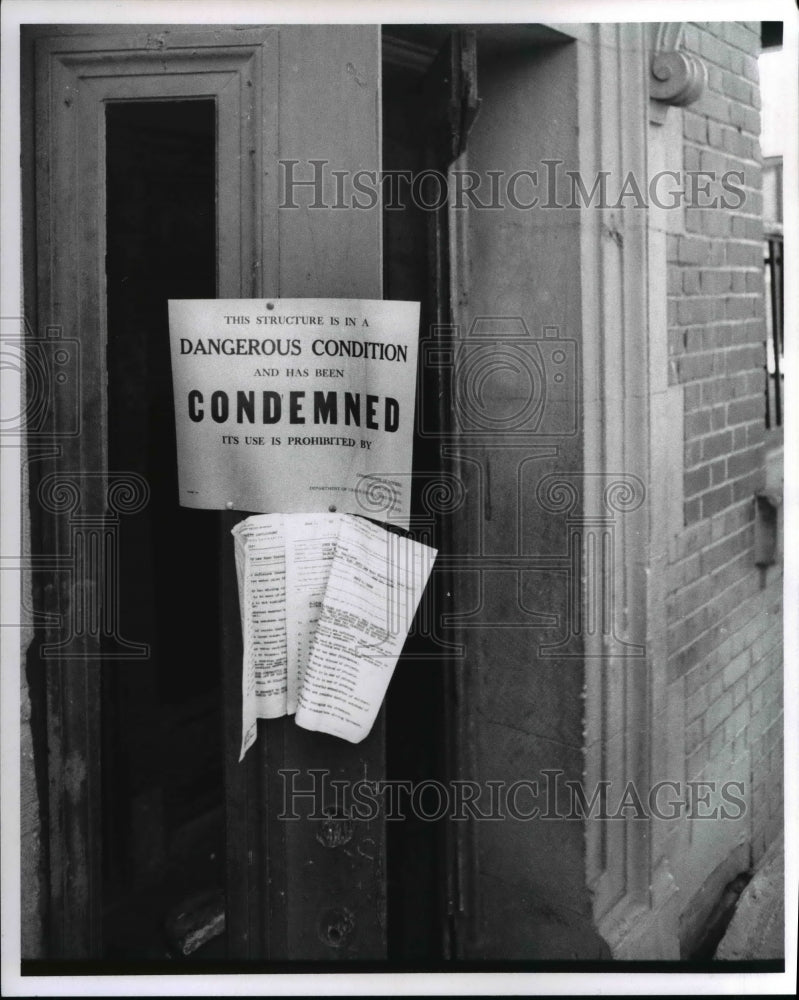 1969 The condemned building with its sign  - Historic Images