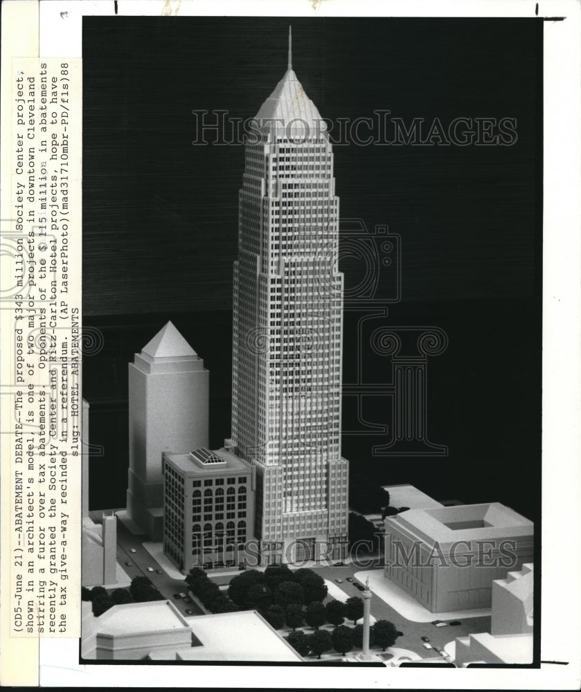 1988 Press Photo The proposed $343 million Society Center project - Historic Images