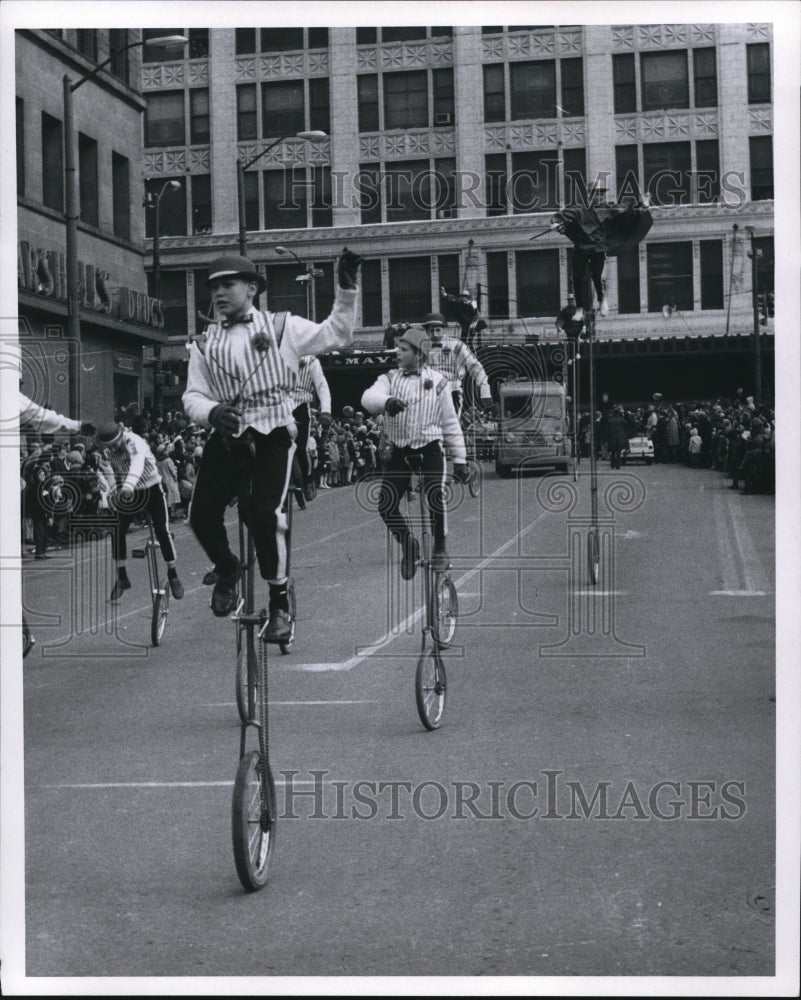 1970 Unicyclist from St Benedict at Saint Patrick&#39;s Day Parade - Historic Images