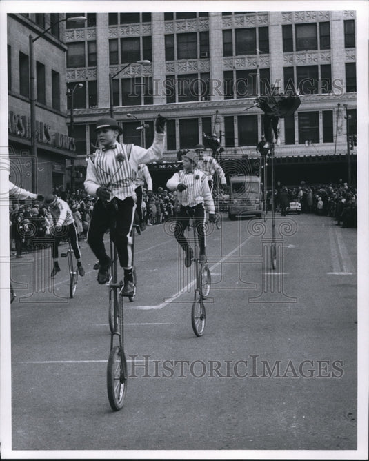 1970 Unicyclist from St Benedict at Saint Patrick's Day Parade - Historic Images