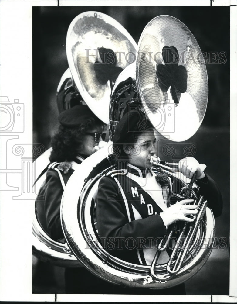 1989 Press Photo Tom Hospodar &amp; Nicole Brimer of Madison High School band - Historic Images