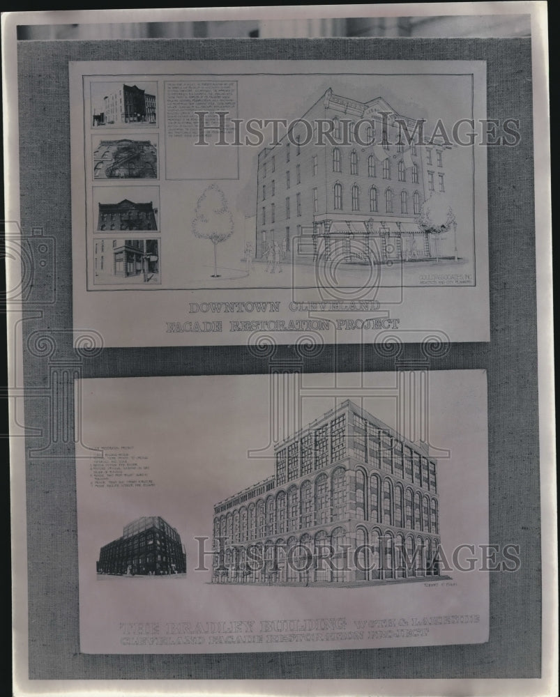 1981 Press Photo Downtown Cleveland Facade Restoration Project - Historic Images