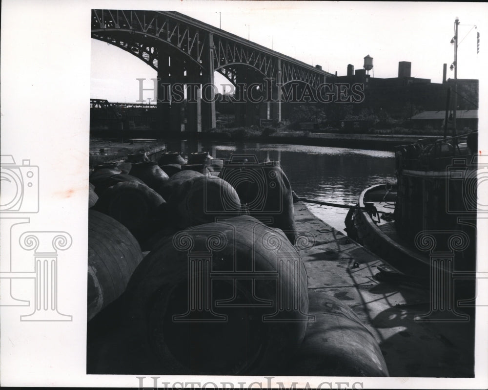 1968 Rubber cooks on barge  - Historic Images