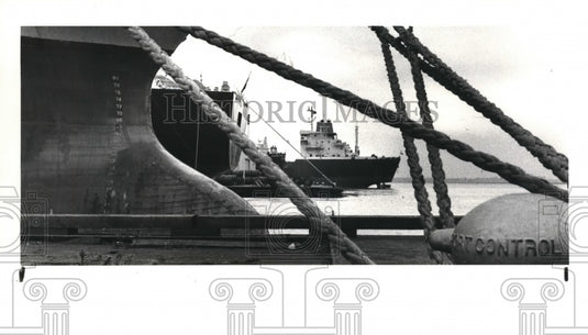 1985 Press Photo Nine Ships at Port of Cleveland - Historic Images