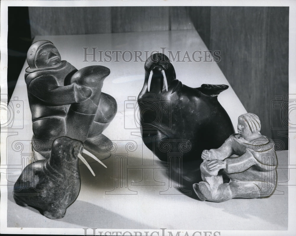 1961 Press Photo The primitive sculpture by the Alaskan Eskimos - cva88403 - Historic Images