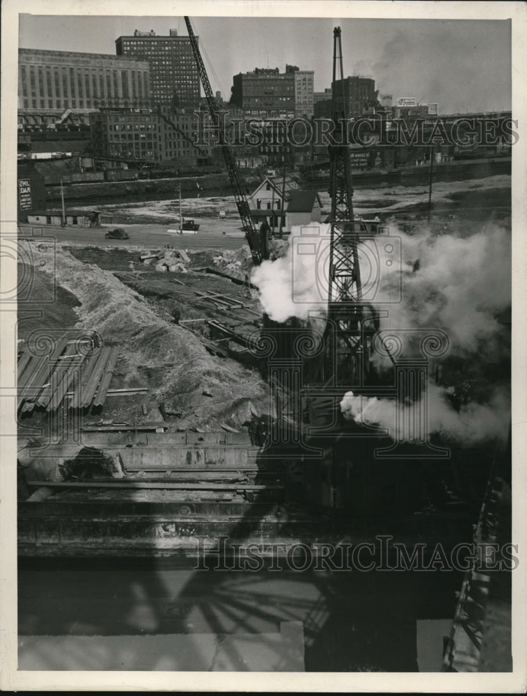 1939 Press Photo Collision Bend from Eagle Ramp in Cuyahoga River - cva88498-Historic Images