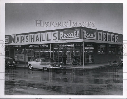 1959 Press Photo Marshall Drug at 5787 Stumpf Road, Brook park & Snow - Historic Images
