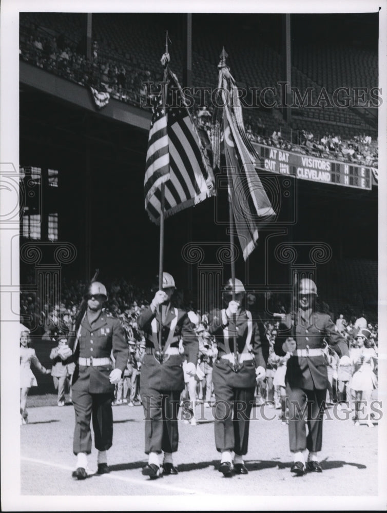1960 Press Photo Army Color Guard at Cleveland Stadium - cva92722-Historic Images