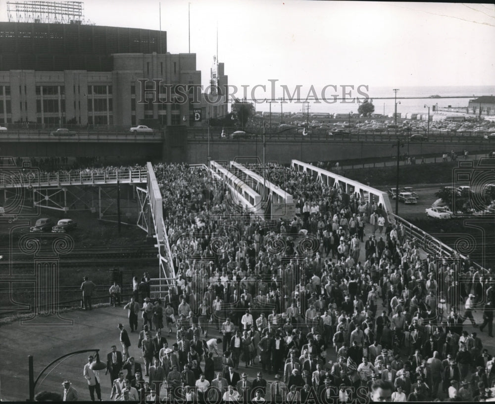 1954 Press Photo Part of the immense crowd leaving the Stadium - cva93665 - Historic Images