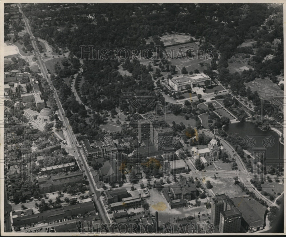 1946 Press Photo Aerial view of Downtown Cleveland. - cva93957 - Historic Images