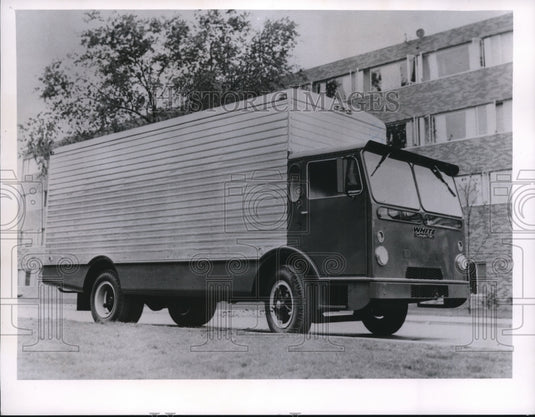 1963 Press Photo White Compac-Van, a new concept in delivery truck design - Historic Images