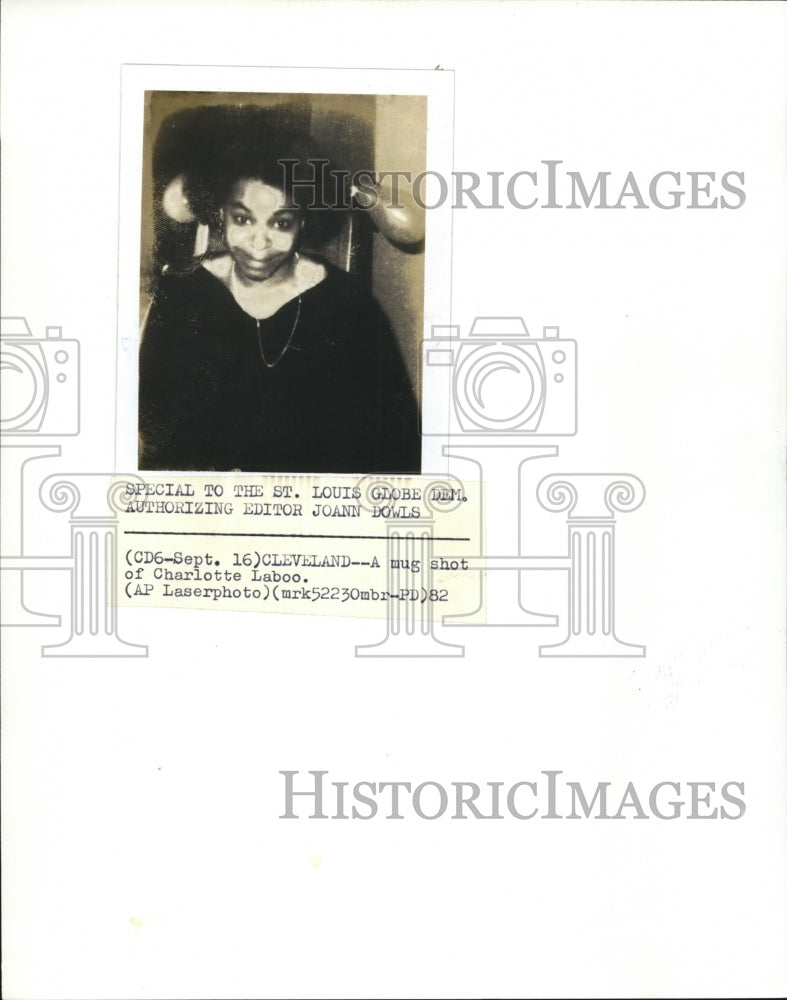 1982 Press Photo A Mug Shot of Charlotte Laboo - Historic Images