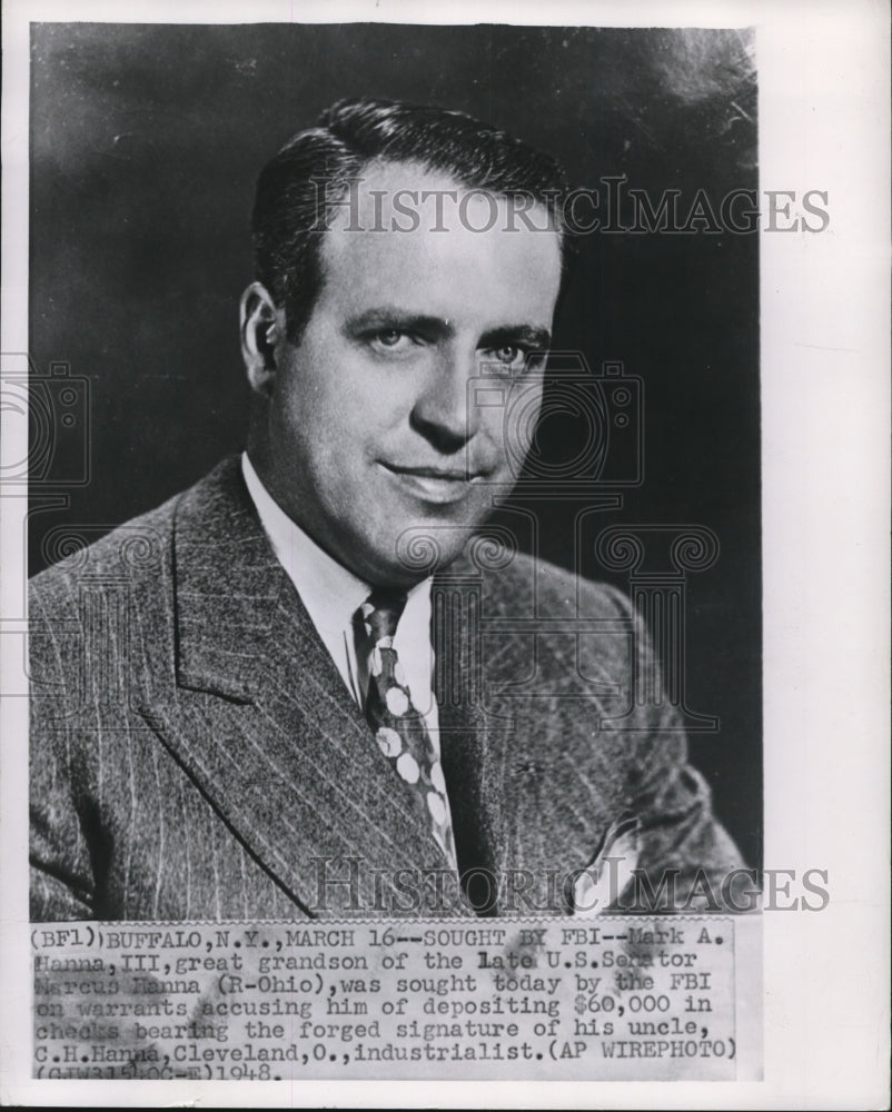 1948 Mark Hanna III on forged signature of his industrialist uncle - Historic Images