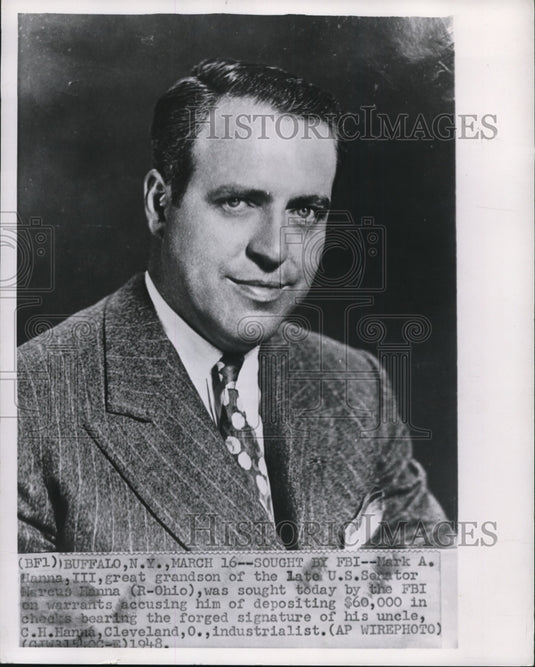 1948 Mark Hanna III on forged signature of his industrialist uncle - Historic Images