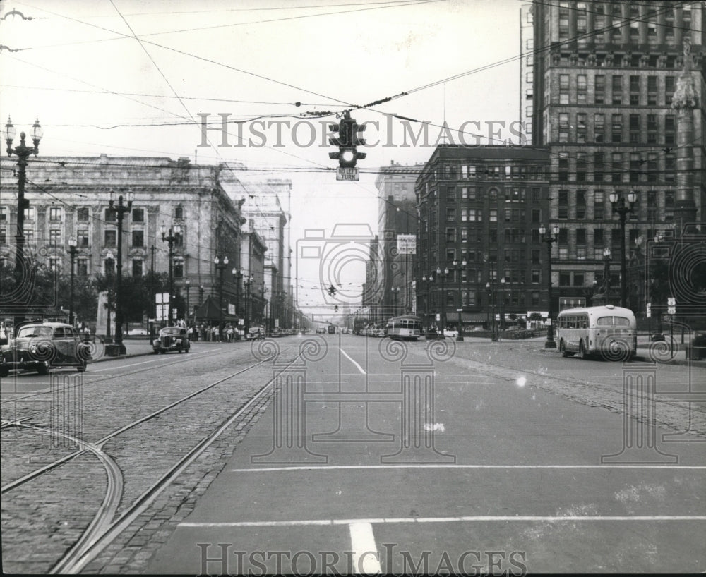 Press PhotoSuperior Ave looking East from the Square, 1943  - Historic Images
