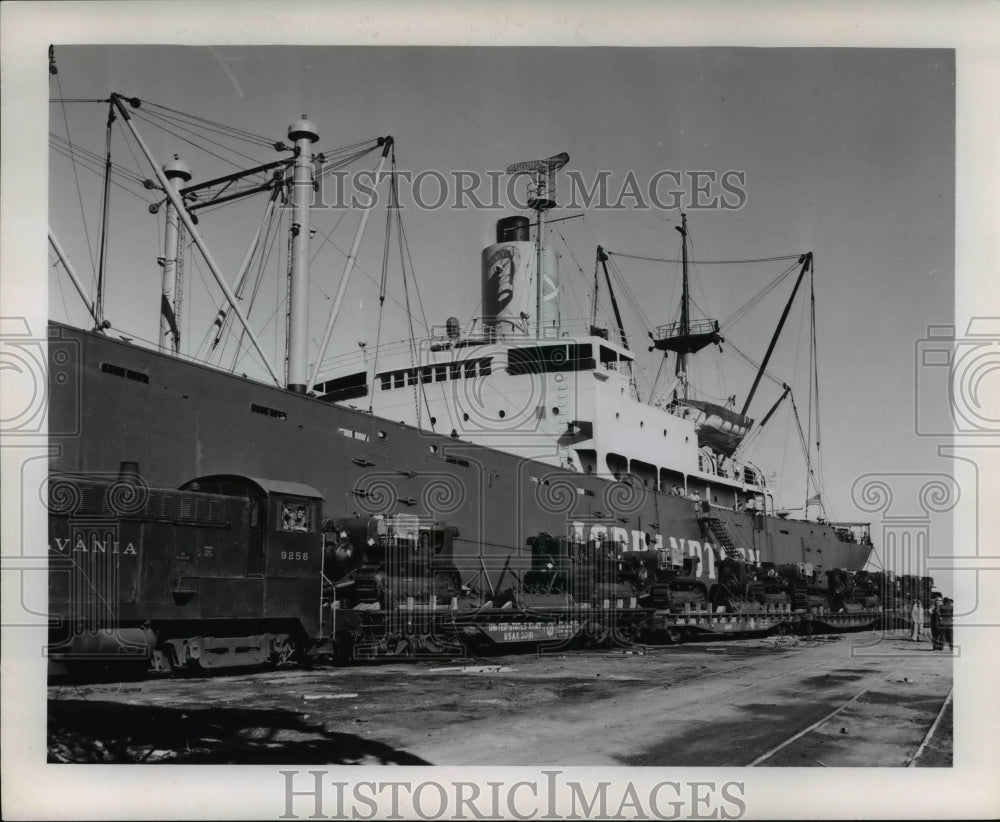 1968 Huge freighter at the pier  - Historic Images