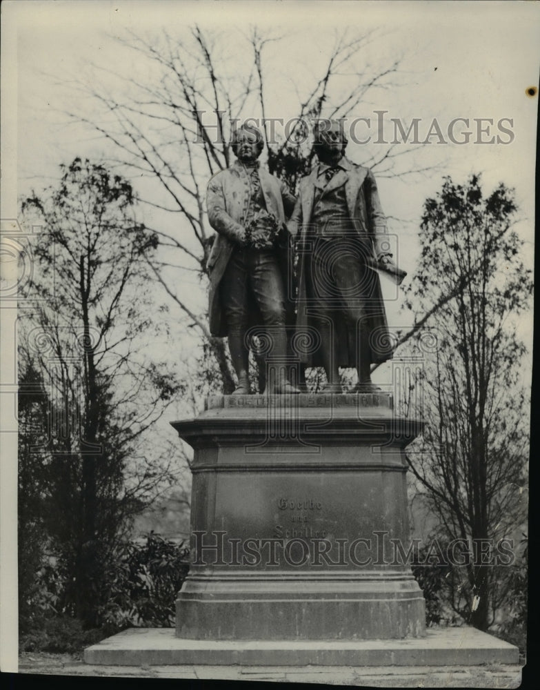 1961 Press Photo Goethe and Schiller monument at the Wade Park - cva97933 - Historic Images