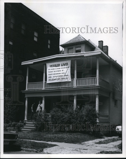 1969 Press Photo Victory banner at Hessler road - cva98303 - Historic Images