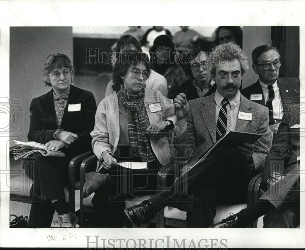 1985 Press Photo Peral Simon, Marian Smyth and George Woideck Jr. - Historic Images