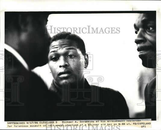 1986 Press Photo Michael Spaggins' arraignment - Historic Images