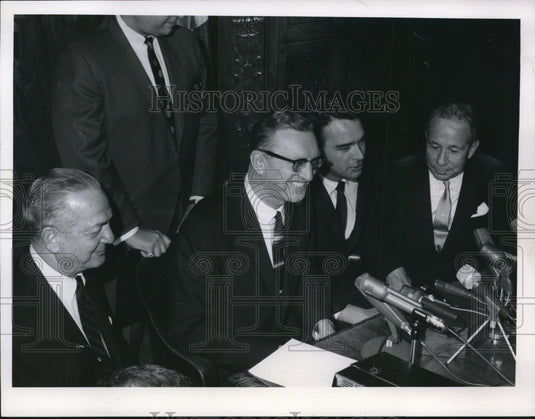 1967 Press Photo L-R;Gabe Paul, Ralph S. Locher,James V. Stanton & V. Stouffer- Historic Images