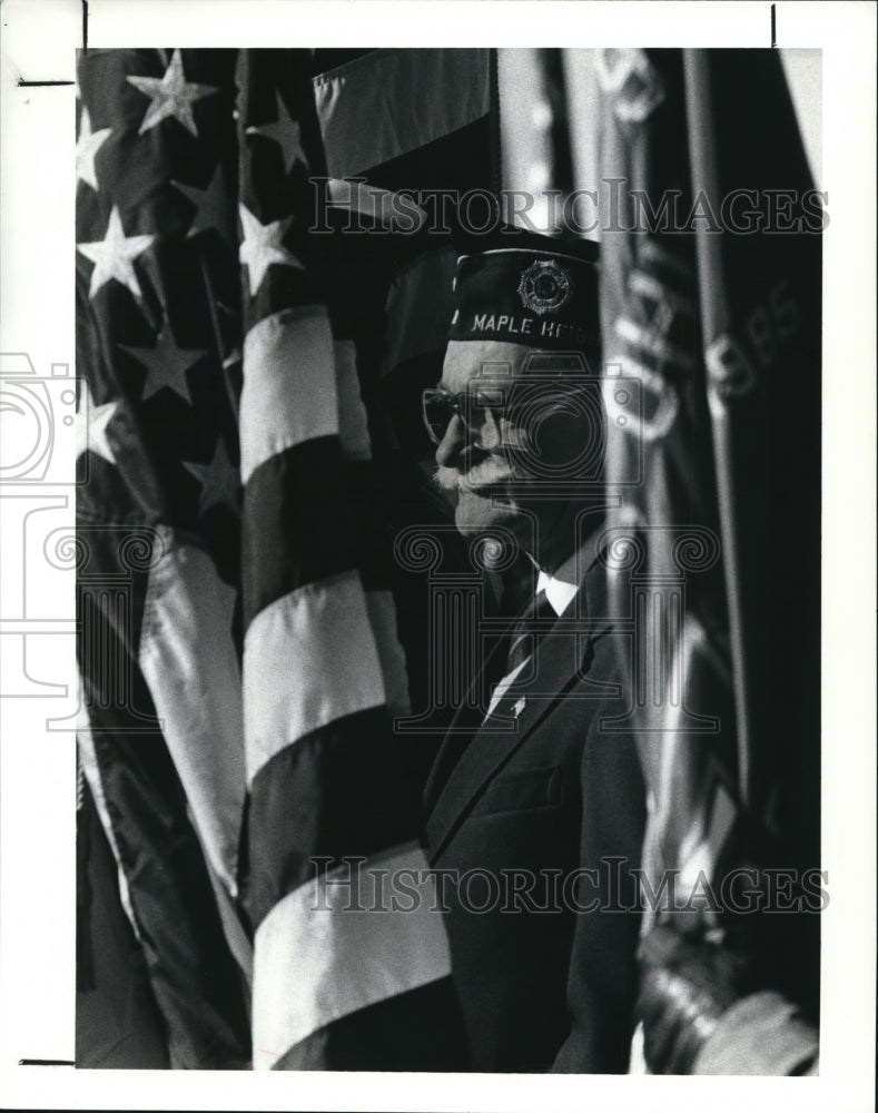 1990 Press Photo Joseph Dolezalm of Cuyahoga Hts., a member of the color guard - Historic Images