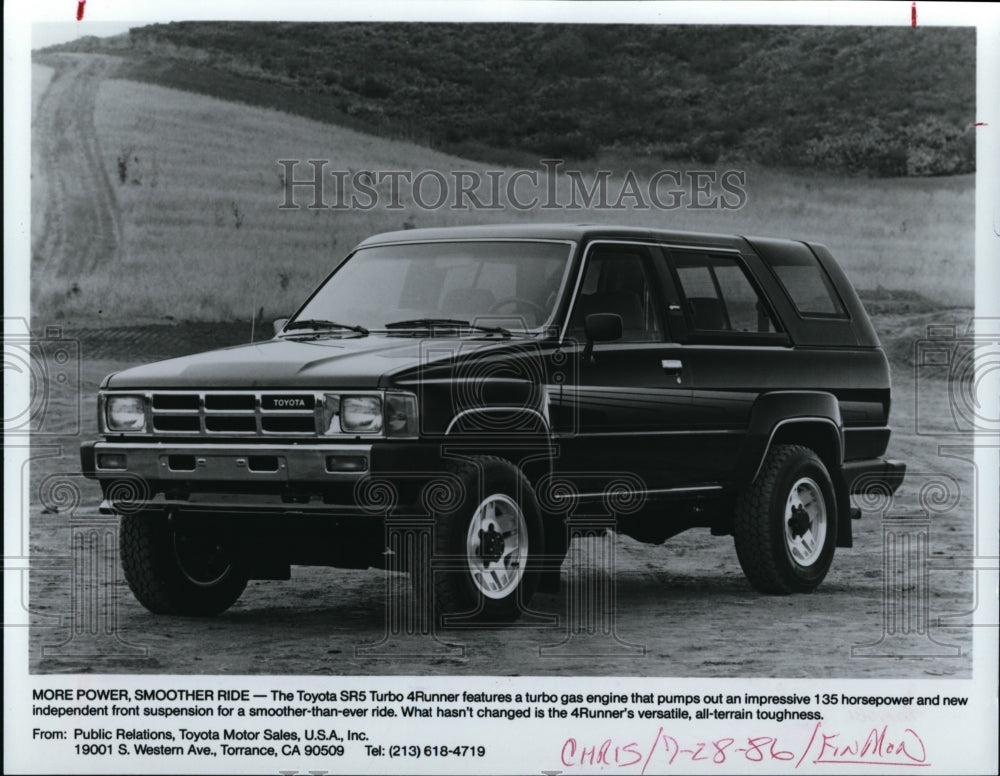 1986 Press Photo 1986 Toyota Four Runner SR5 Turbo - Historic Images