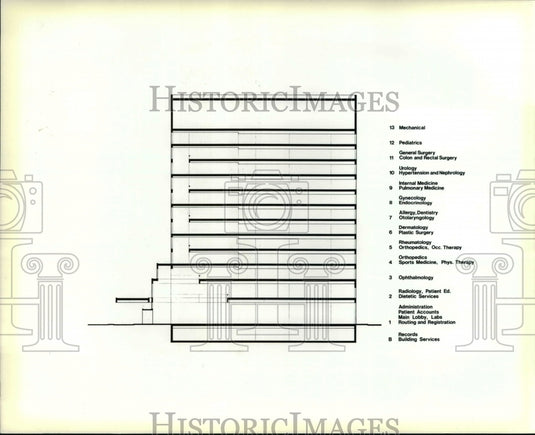 1982 Press Photo Hospital Floor Plan - Historic Images