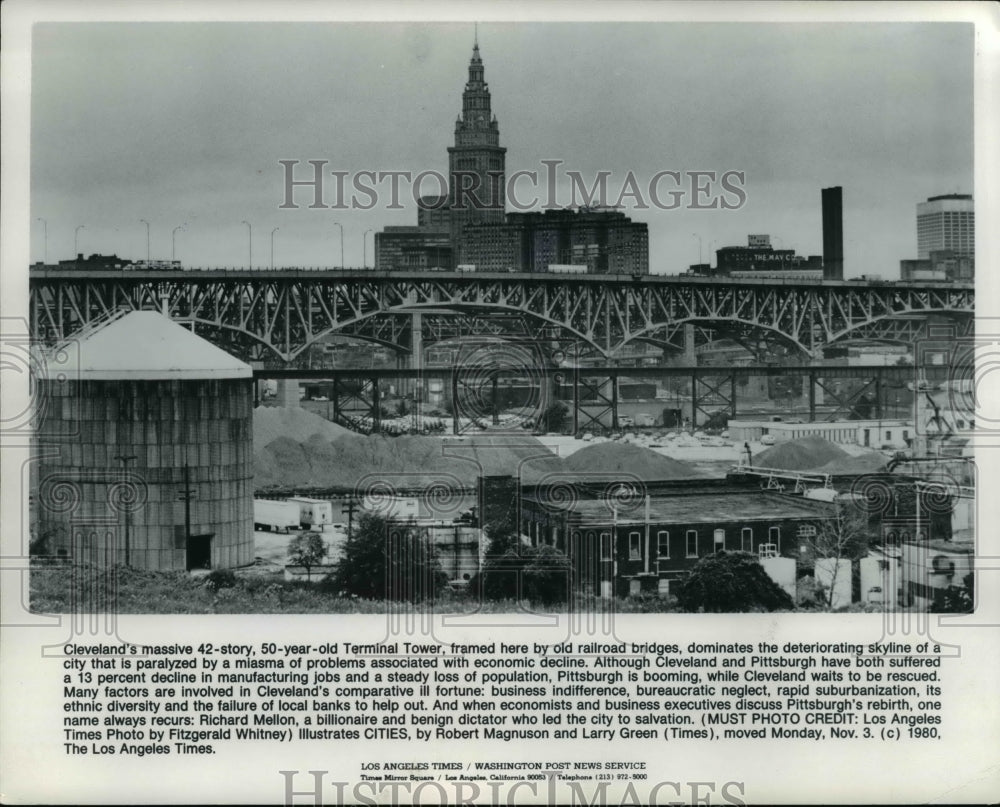 1980 Press Photo Cleveland during its downfall - Historic Images