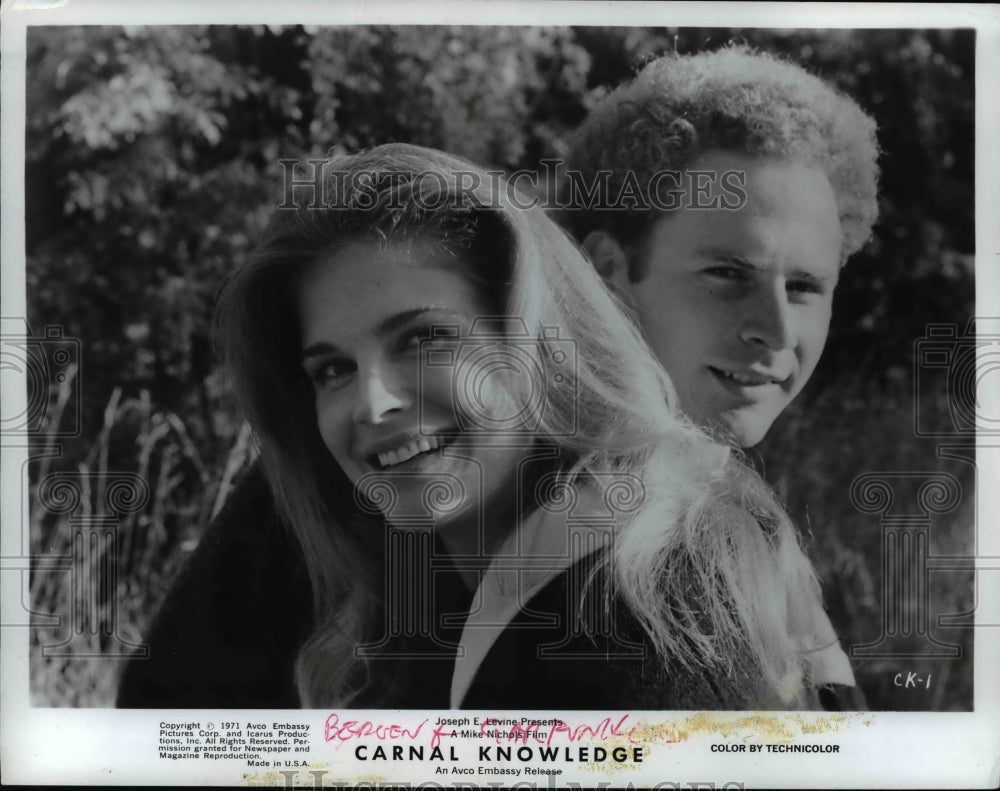 1971 Press Photo Candice Bergen and Art Garfunkel-Carnal Knowledge - Historic Images