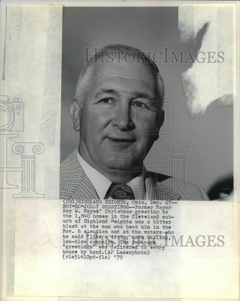 1979 Press Photo Former Mayor Roy W. Mayes Christmas greeting - Historic Images