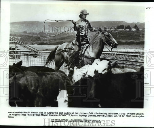 1982 Press Photo Harold Watson, cowboy inmate - Historic Images