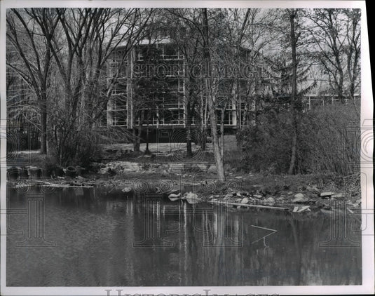 1966 Press Photo A pond and wooden landscape at Rokynol - Historic Images